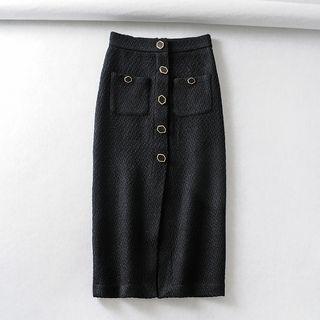 Midi Buttoned Sheath Skirt