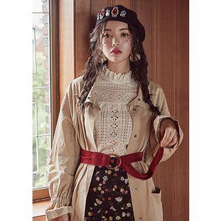 Hoop-buckle Wide Velvet Belt