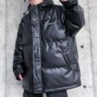 Hooded Faux-leather Padded Jacket