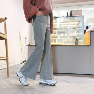 Wool Blend Boot-cut Dress Pants