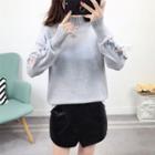 Flower Embroidered Long Sleeve Cable-knit Sweater
