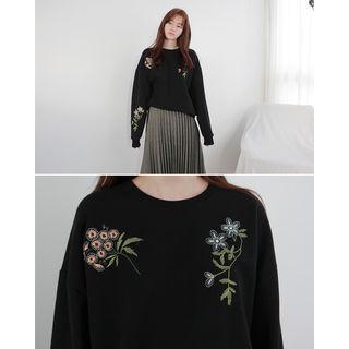 Flower-embroidered Cotton Sweatshirt