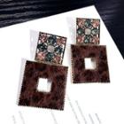 Rhinestone Square Drop Statement Earring Brown - One Size