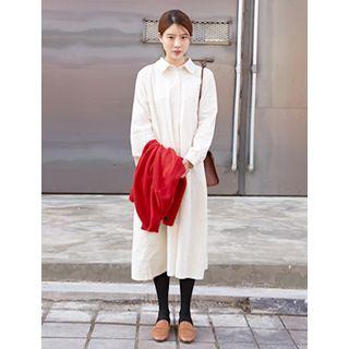 Polka-dot A-line Long Shirtdress