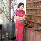 Short-sleeve Slit-side Printed Cheongsam