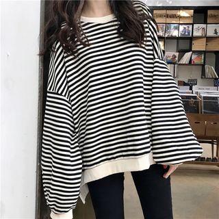 Contrast-trim Striped Sweatshirt