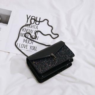Flap Glitter Chain Crossbody Bag