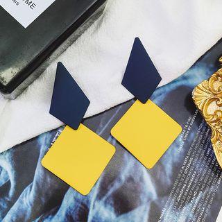Alloy Geometric Dangle Earring 1 Pair - Earrings - Blue & Yellow - One Size