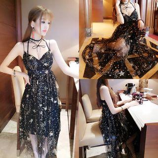 Glittered Star A-line Midi Dress