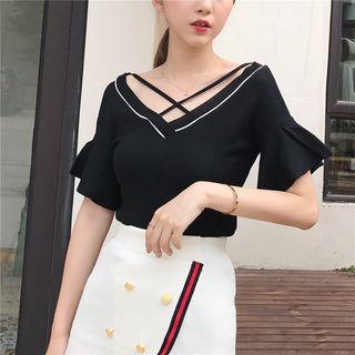Short Sleeve Cross Neck T-shirt