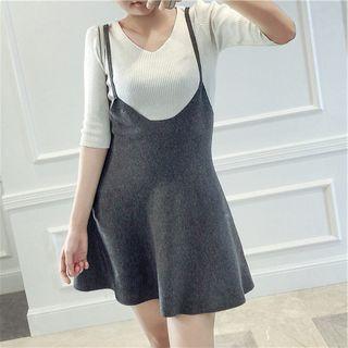 Spaghetti Strap Knit Mini Skirt