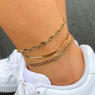 Set Of 3: Chain Anklet