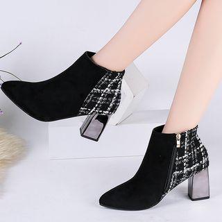 Tweed-panel Chunky-heel Zip Ankle Boots