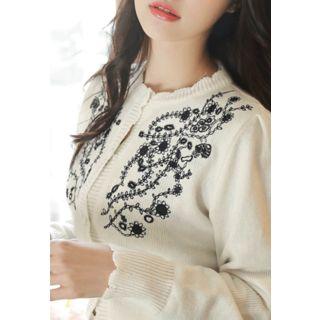 Scallop-edge Embroidered Cardigan