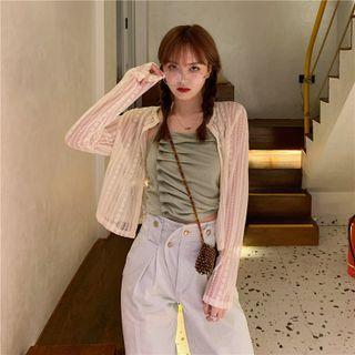 Ruched Camisole Top + Light Cardigan