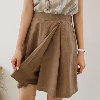 Button-detail A-line Wrap Skort