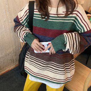 Striped Oversize Crew-neck Sweater