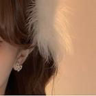 Bow Faux Pearl Earring 1 Pair - Silver Needle - Stud Earrings - Gold - One Size