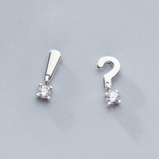 925 Sterling Silver Mismatch Rhinestone Earring