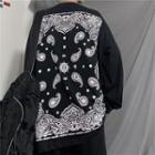 Paisley Print Long-sleeve Round Neck T-shirt