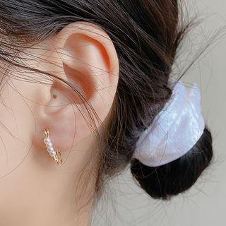 Faux Pearl Hoop Earring Ae2378 - 1 Pair - Gold - One Size