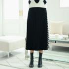Reversible Checkered Midi Pleated Skirt Black - One Size
