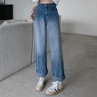 Washed Mid Rise Wide Leg Jeans