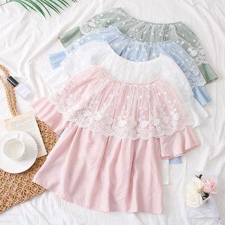 Boatneck Embroidered Blouse