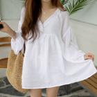 V-neck Lace Mini Empire Dress