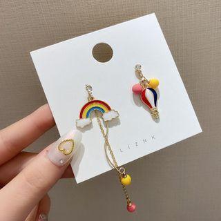 Rainbow & Hot Balloon Asymmetrical Alloy Dangle Earring 1 Pair - E1325 - Blue & Red & Yellow - One Size