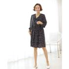 Frilled V-neck Floral Pattern Dress