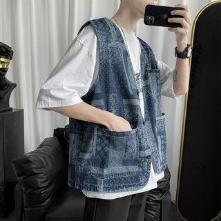 Paisley Print Cargo Vest
