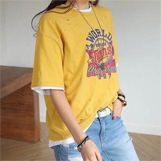 Logo-print Distressed T-shirt