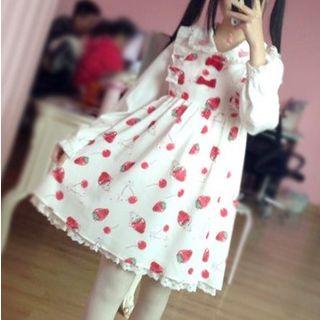 Short-sleeve / Long-sleeve Strawberry Print Shirt / Sleeveless A-line Dress