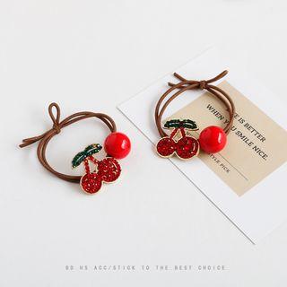 Rhinestone Cherry Acrylic Bead Hair Tie 01 - Rhinestone Cherry - One Size