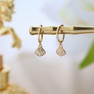 925 Sterling Silver Rhinestone Shell Drop Earring
