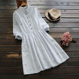 Long-sleeve Striped Patterned Dress