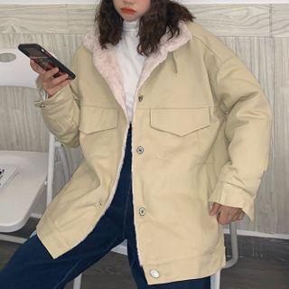 Faux Fur Lined Button Jacket