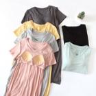 Padded Short-sleeve Midi Sleep Dress