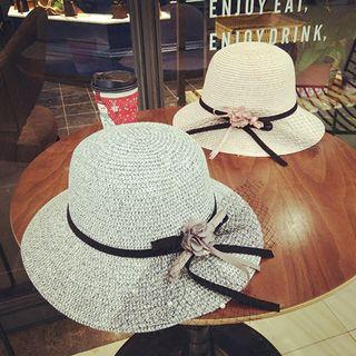 Bow-accent Straw Sun Hat