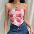 Floral Print Tube Top Pink - One Size