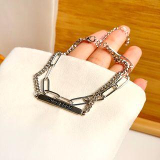 Lettering Layered Bracelet 1 Pc - Bracelet - Silver - One Size