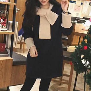 Bow Accent Two-tone Shift Dress