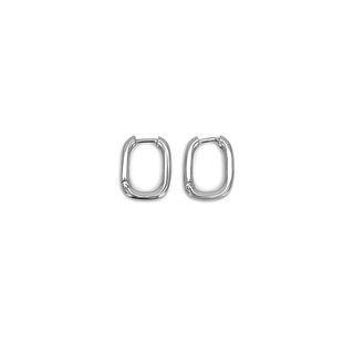 Rectangle Stainless Steel Hoop Earring 1 Pc - Silver - One Size