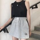 Cropped Tank Top / Embroidered A-line Skirt