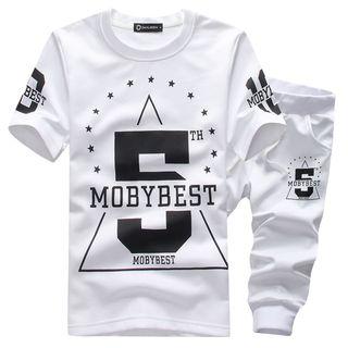 Set : Number Short-sleeve T-shirt + Cropped Pants