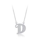 925 Sterling Silver Fashion Personality English Alphabet D Cubic Zircon Necklace Silver - One Size