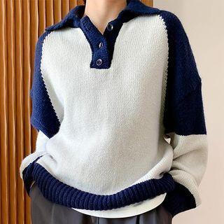 Panel Knit Polo Shirt