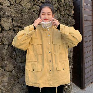 Mock Two-piece Buckled Zip Utility Jacket