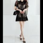 Puff-sleeve Laced Minidress Black - One Size